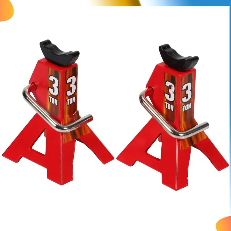 B48A 6PCS Metal 3 Ton Simulated Jack Height Adjustable Repair Bracket Scene Tool For 1/10 TRX4 D90 CC01 Red (Toy Model)