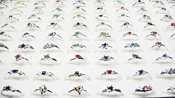 50Pcs fashion rhinestone silver plated rings for women imitation rhodium plated jewelry whole bulk lots LR120 finger ring ring set