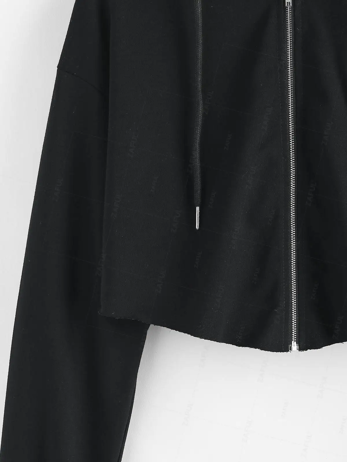 ZAFUL Raw Hem Zip Up Cropped Hoodie 4