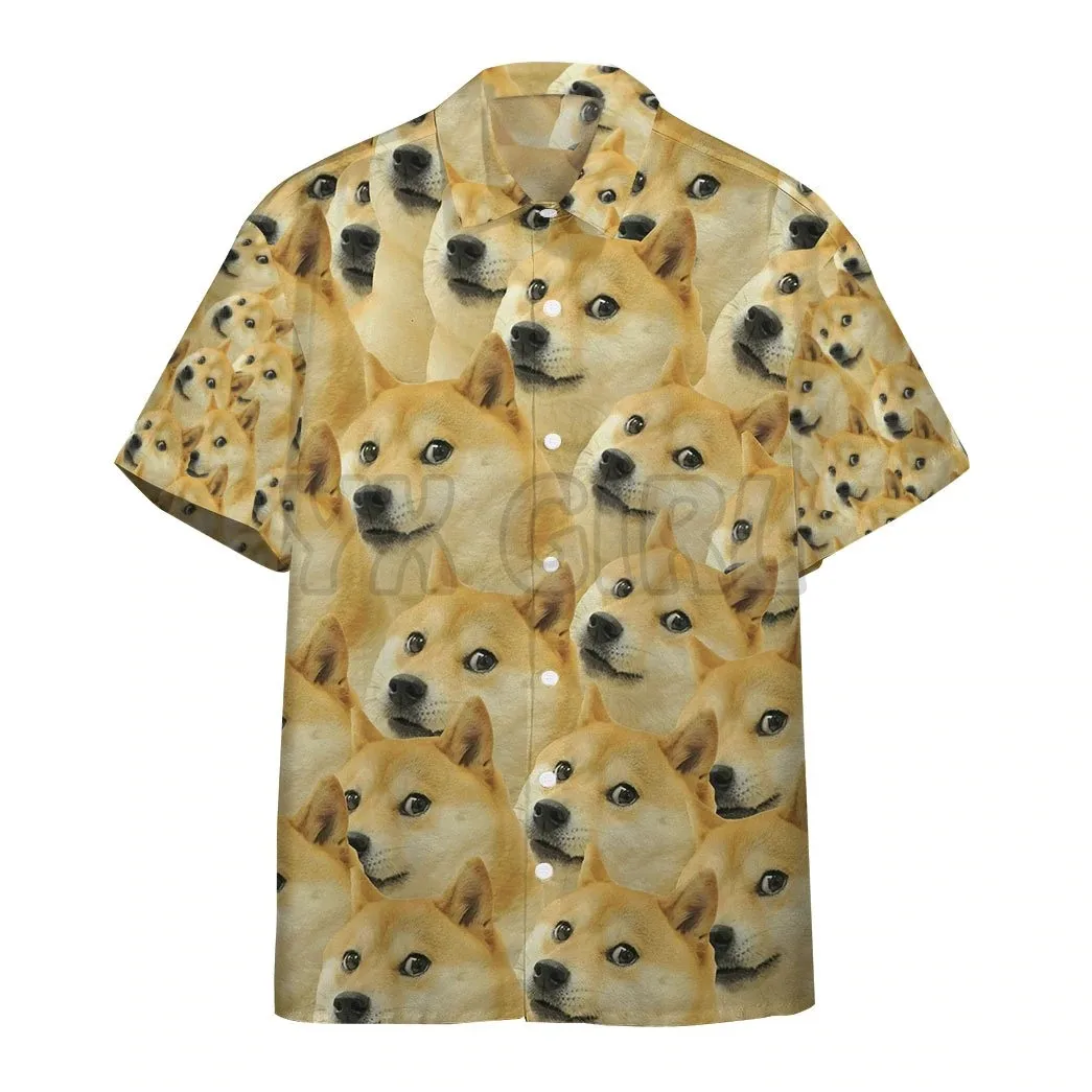 Doge Meme Hawaiian Shirt 3D All Over Printed Hawaiian Shirt Men's For Women's Harajuku Casual Shirt Unisex yorkshire terrier hawaiian set 3d all over printed hawaii shirt beach shorts men for women funny dog sunmmer clothes