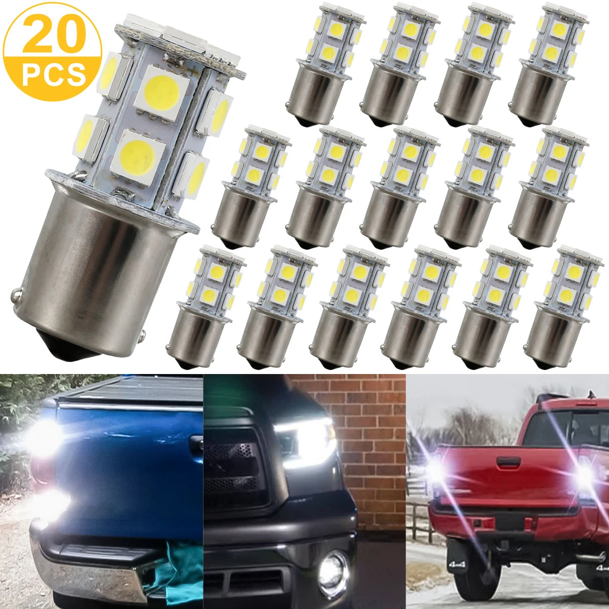 20-Pack Warm White 1156 13-SMD LED Bulbs – Interior & RV Trailer Lights, 4500K