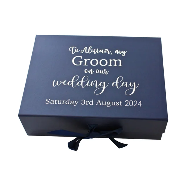 Caja de regalo personalizada para novio, regalo para novio, caja de regalo  de lujo azul marino, regalo para novio para boda, novio de agradecimiento,  mejor hombre - AliExpress