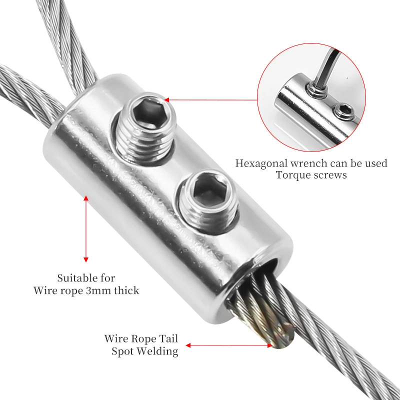 3mm Color Coated Steel Wire Rope Hanging Paintings Hanging Code Lock Wire Adjustable Stainless Steel Rope Buckle Fasteners