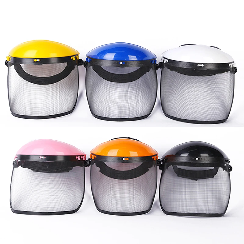 1PCS Stainless Steel Garden Grass Trimmer Safety Helmet Hat With Full Face Mesh Splash Proof Face Screen Protective Mask
