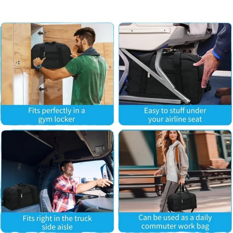 14 Inch Small Gym Bag Lightweight Large Capacity Carry on Bag with Adjustable Length Shoulder Strap Durable Mini Duffle Bag