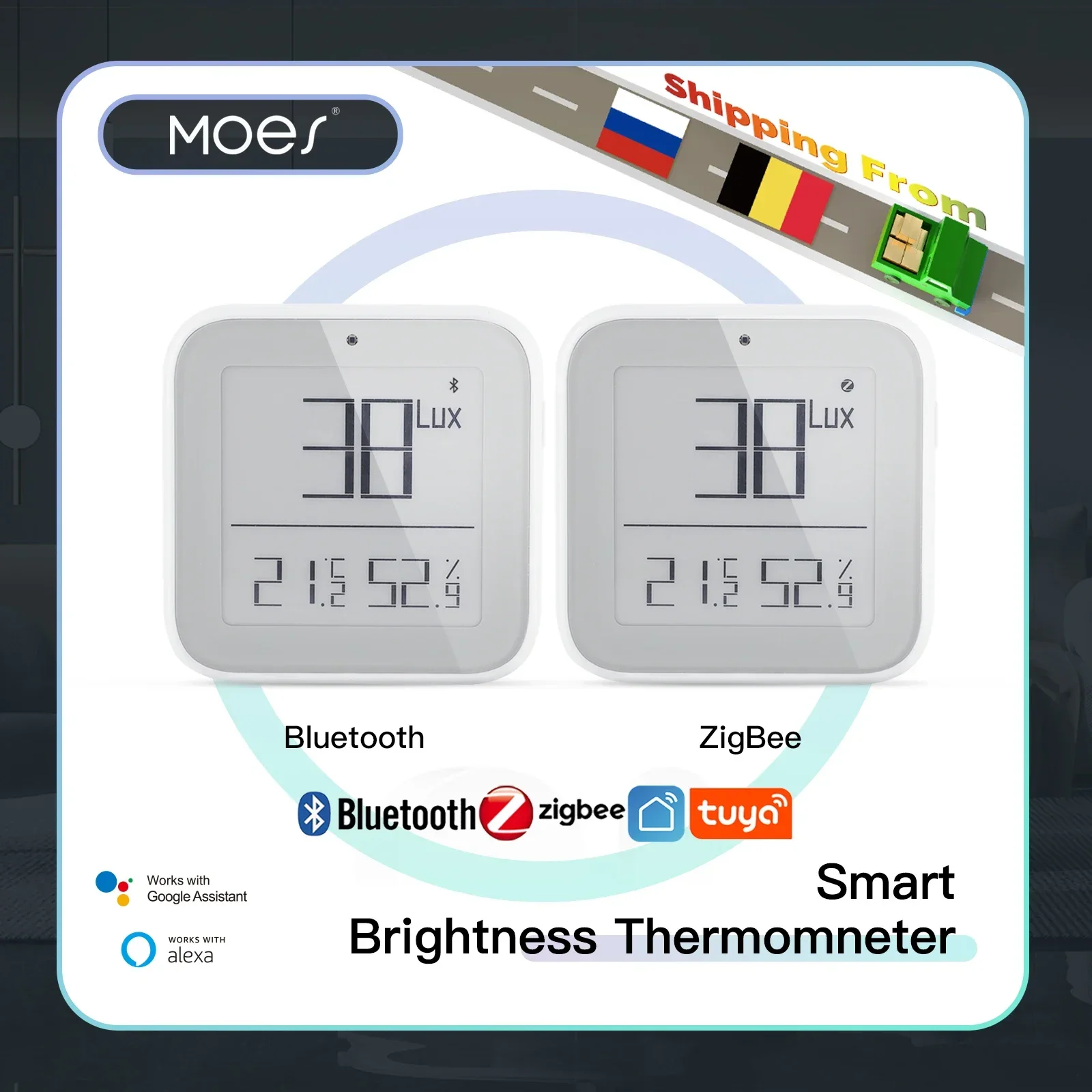 Zigbee/Bluetooth Smart Brightness Thermometer Real-time Light Sensitive  Temperature and Humidity Detector