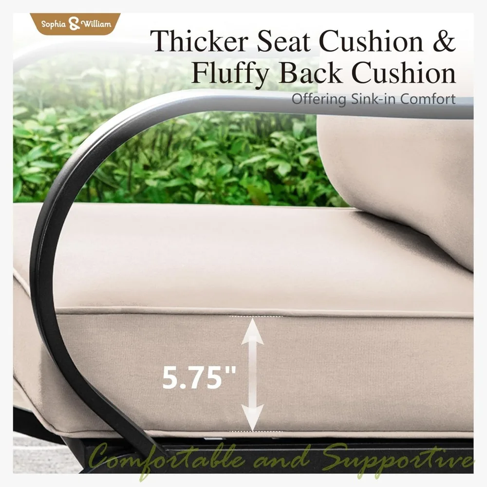 Patio Furniture Sets for 7 Outdoor Conversation Set 7 Pcs with 2 x Swivel Chairs, 2 x Armrest Sofa Chairs, 1 x 3-Seat Sofa 5