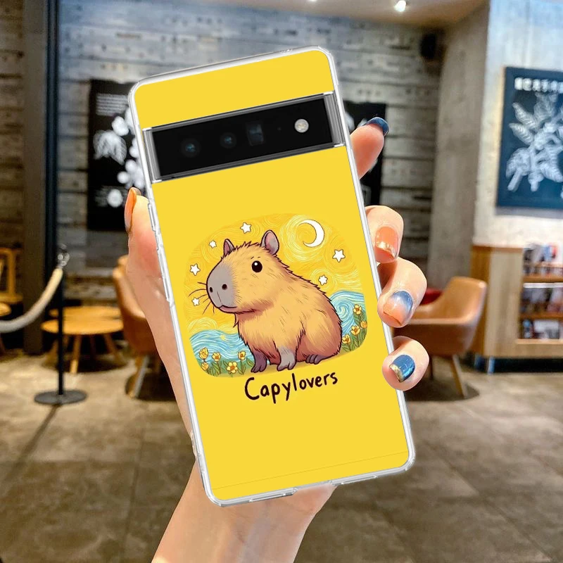 Anime Capybara Porpoise Transparent Phone Case - Soft TPU Clear Cover