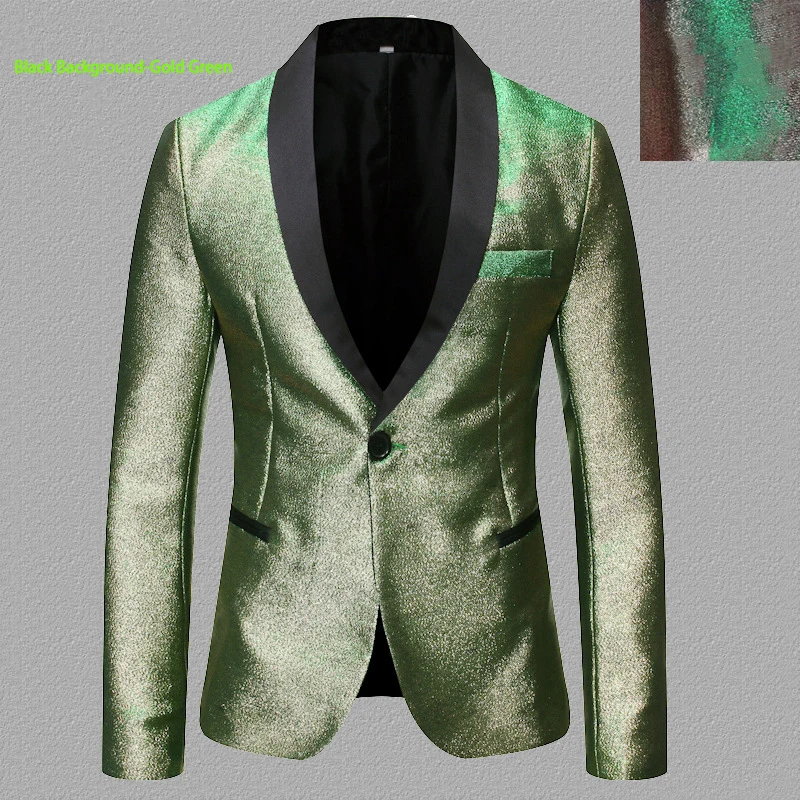 Autumn New Color Change Gold Blazer for Men,Male Singer Casual Performance Jackets,Slim Best Man Dress Shining Stage Dress