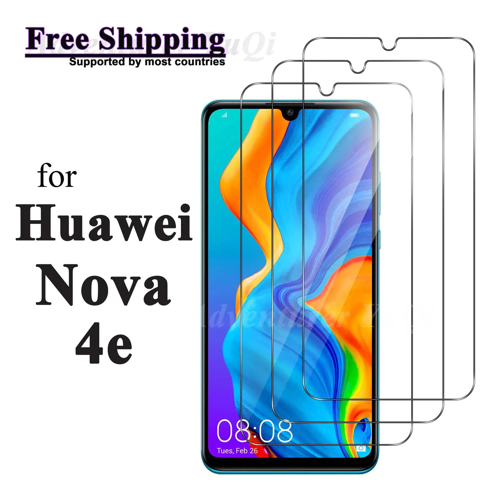 

Screen Protector For Huawei Nova 4e, Tempered Glass HD 9H Anti Scratch Case Friendly Free Shipping