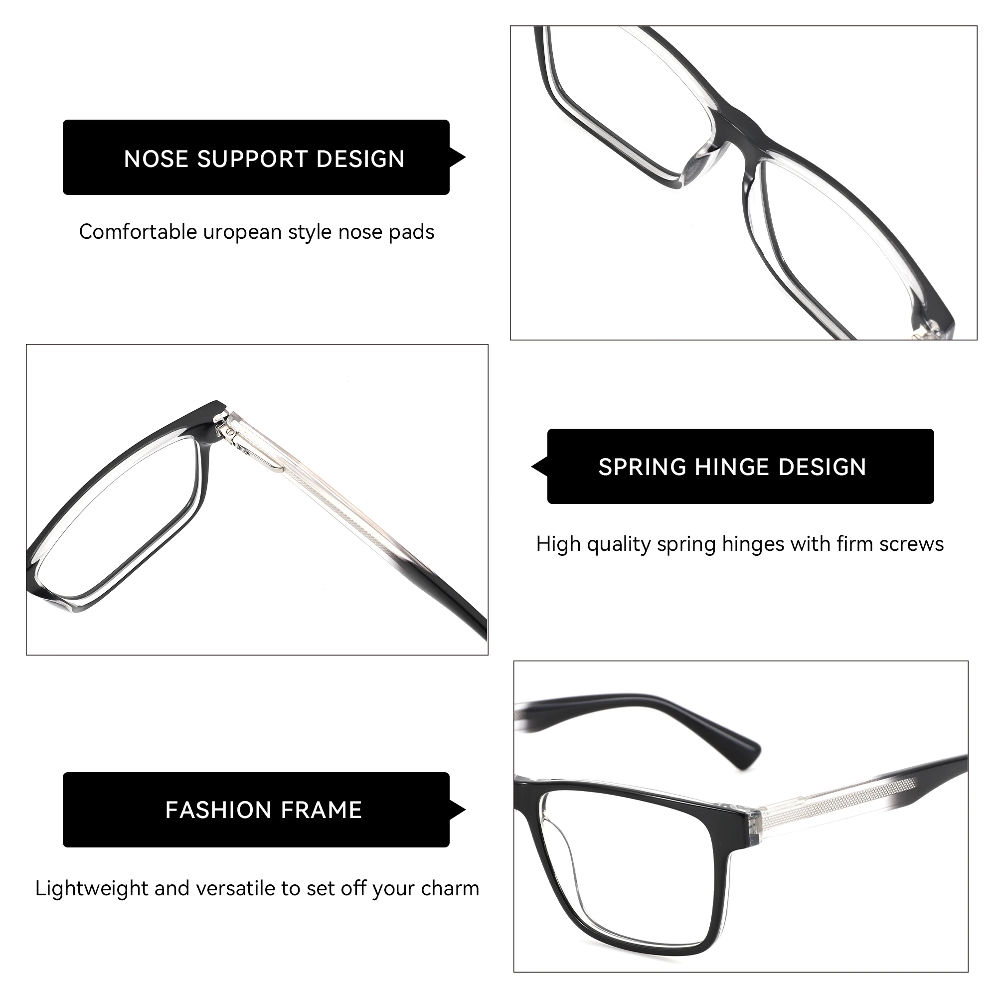 ZENOTTIC Fashion Square Prescription Glasses Anti Blue Light