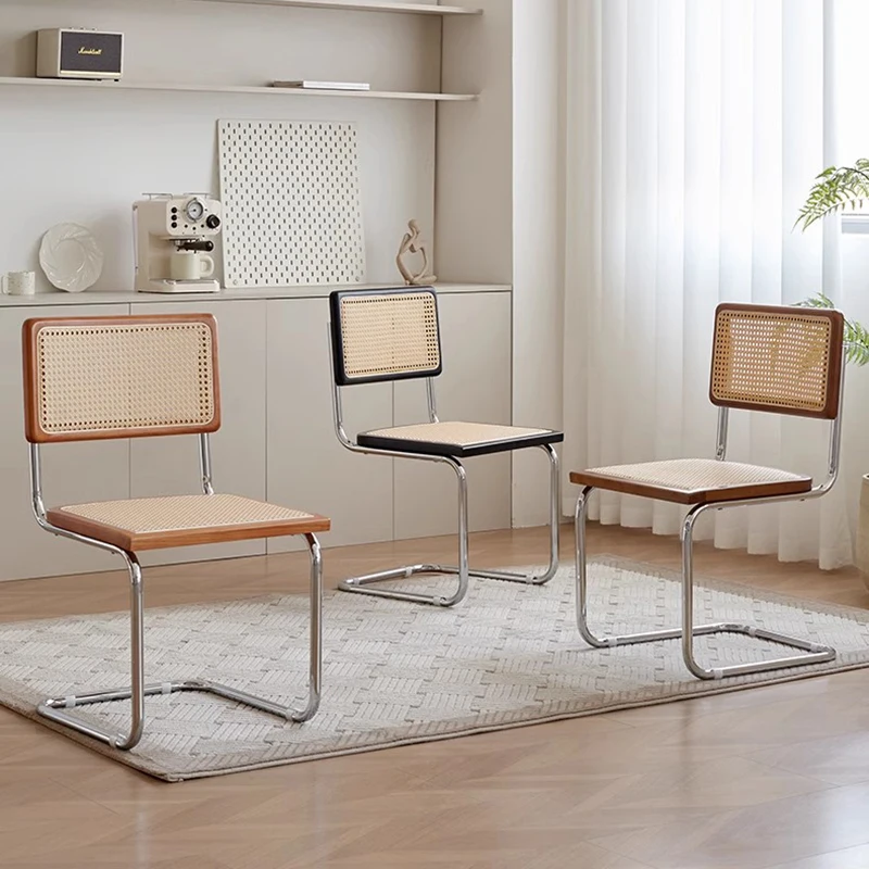 Rattan Living Room Armchairs Dining Chairs Accent Metal Design Gamer Dining Chairs Morden Wood Cadeira Restaurant Furniture