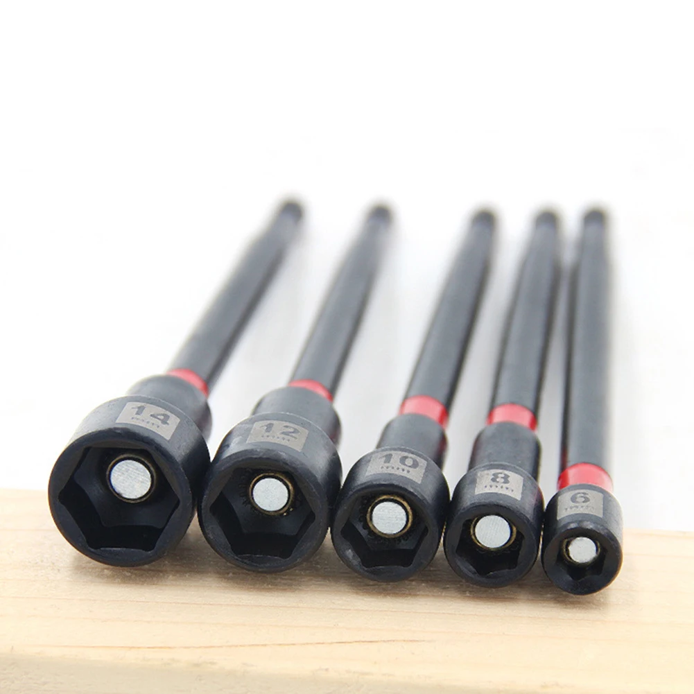 1/5PCS 6 Inch Magnetic Long Nut Driver For Impact Drill Hex Socket Adapter 8-14mm Extended Socket Wrench Power Tool – Detail 21