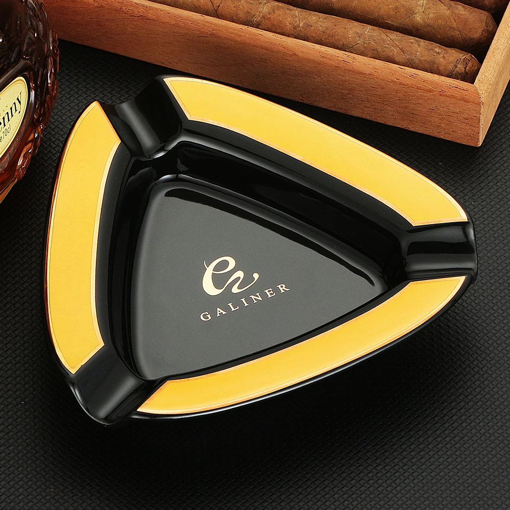 Galiner Cigar Ashtray Ceramic Portable 3 Holder Cigars Ash Tray Home 50th Aniversary Accessories Cigar Gadgets ceramic ashtray