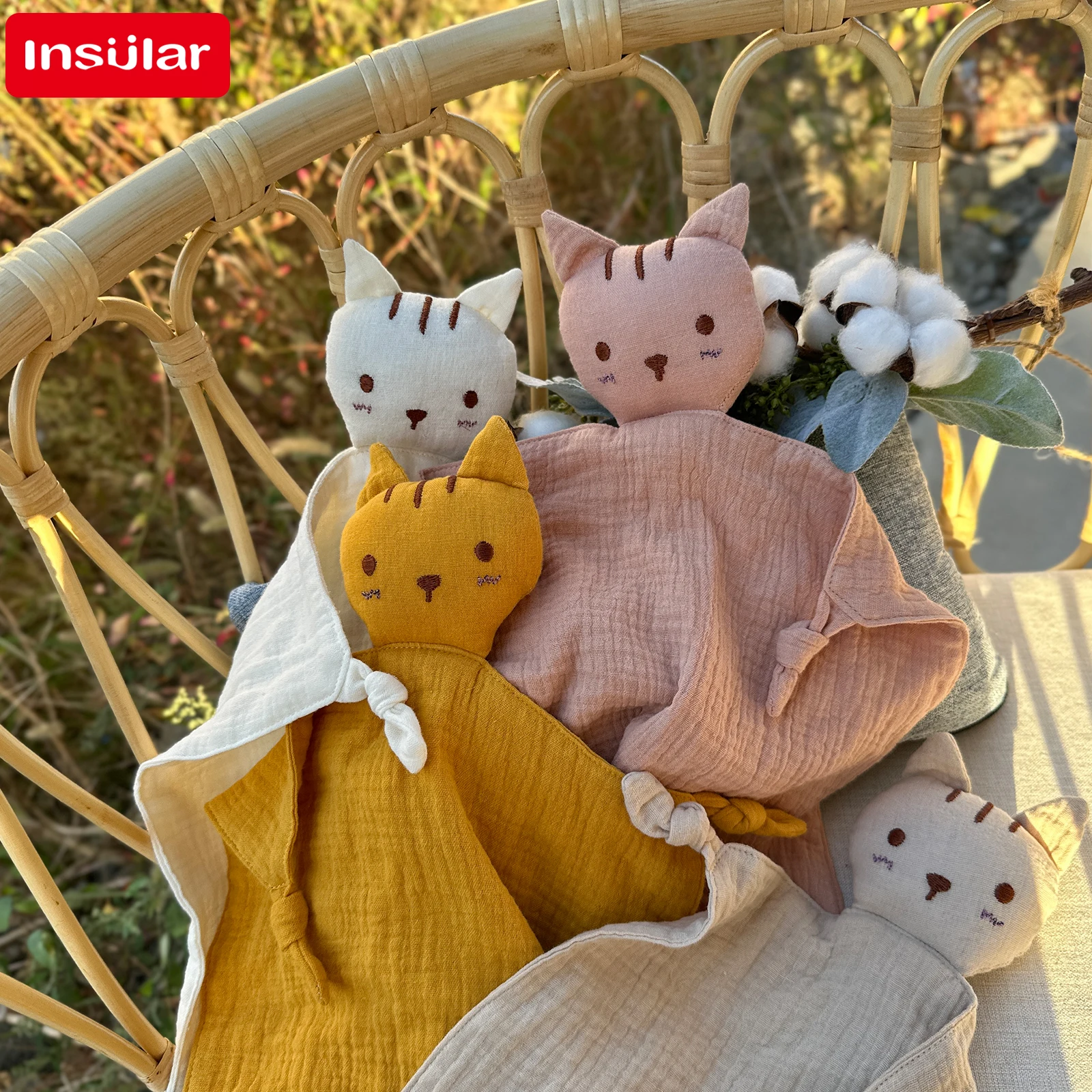 INSULAR Baby Appease Towels Infant Helping-sleep Doll Cat Kids Cotton Handkerchief Newborn Animal Toys Stuffed Comforting Gifts