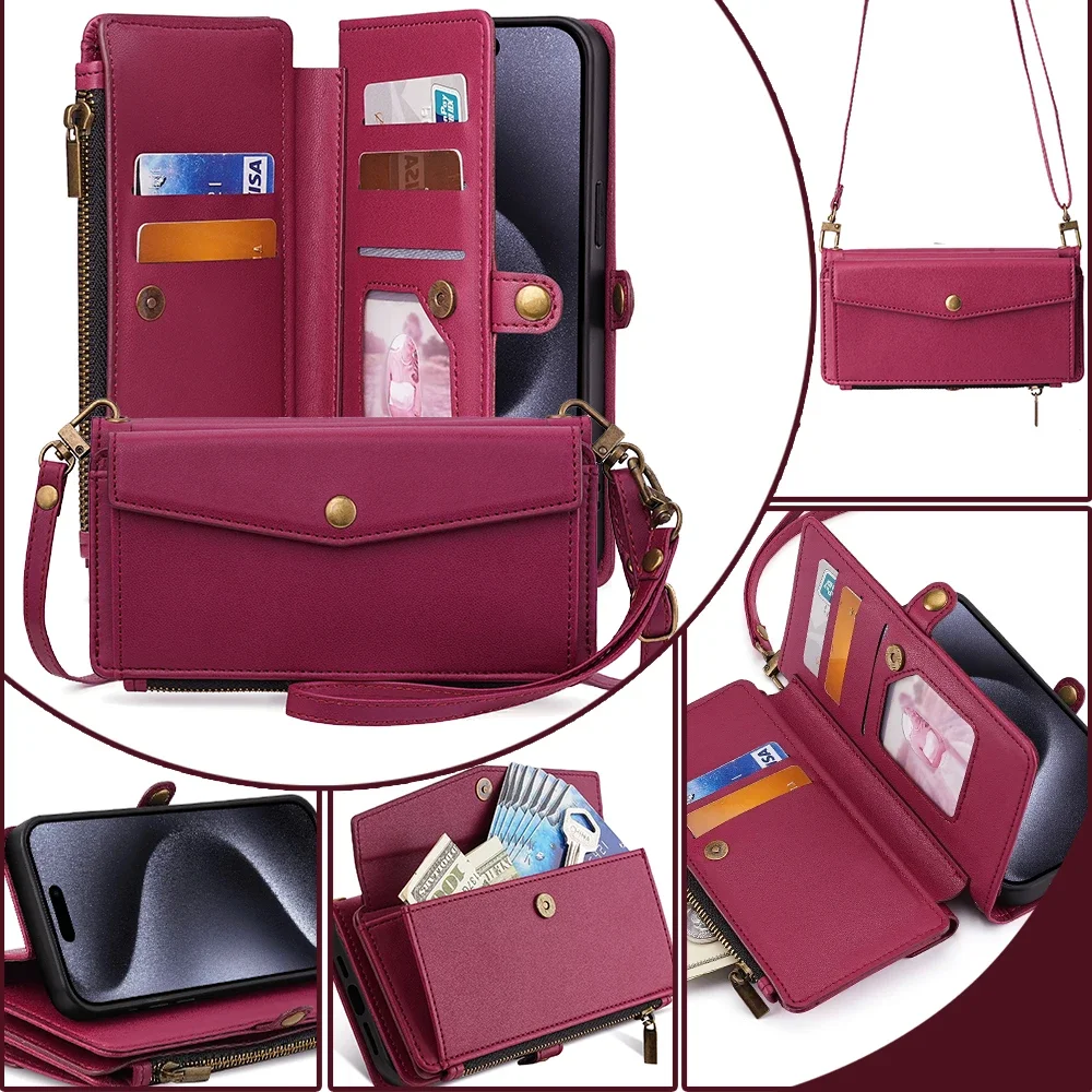 Leather Wallet Card Holder & Magnetic Stand Phone Case