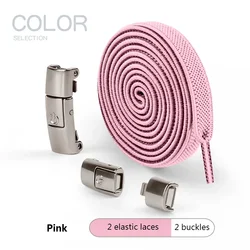 Press Lock No-Tie Gradient Elastic Shoelaces for Sneakers - Easy Fastening Shoe Accessories for Kids and Adults (Pink)
