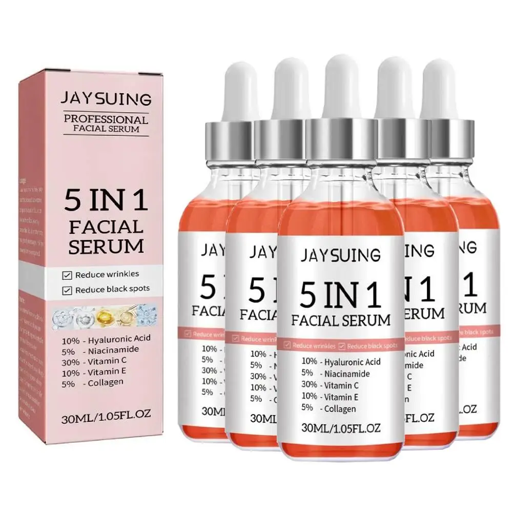 

5 In 1 Face Serum Moisturizing Whitening Anti Wrinkle Aging Vitamin C Hyaluronic Acid Facial Serum Shrink Pores Skin Care 5PCS