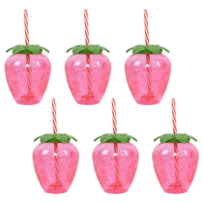 Hawaiian Summer Party Pineapple Strawberry Cup with Straw Tropical Wedding Flamingo Luau Birthday Party Decoration Drinking Cup