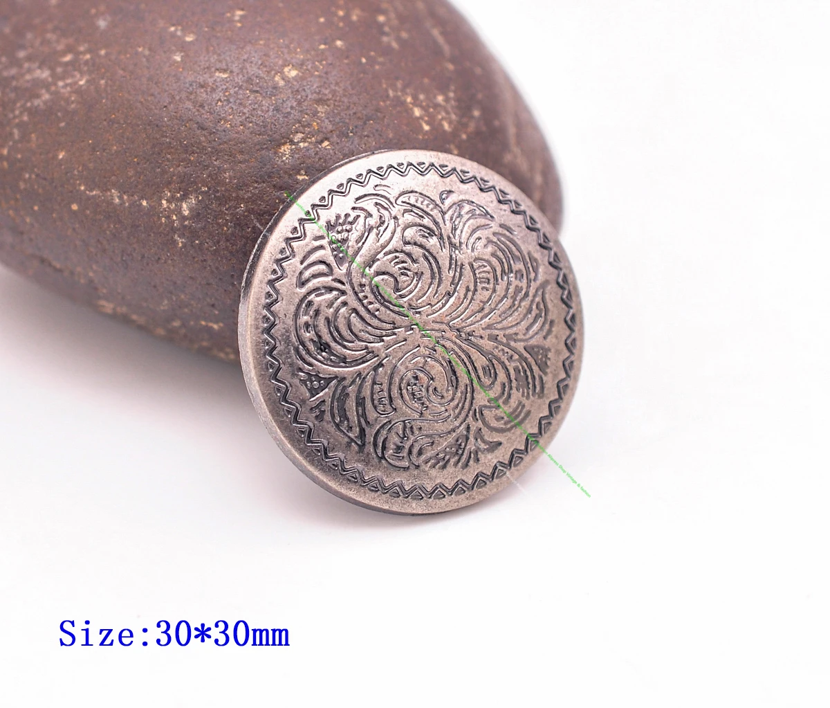 10pc Retro Messing Western Blumen streifen graviert Cowboy Ranger Rodeo Leder Handwerk Gürtel Sattel Heads tall Concho Screw back – Detail 8
