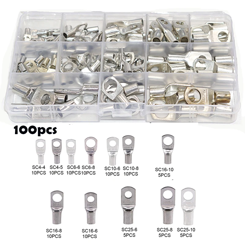 Terminale A Crimpare Ad Anello - Confezione Da 100, Blu, 12 Mm, 30A, 16-14 AWG - Connettori Ad Anello Termorestringenti, Connettori In Rame Stagnato, Terminali A Filo Isolati Ad Anello - Foto 9