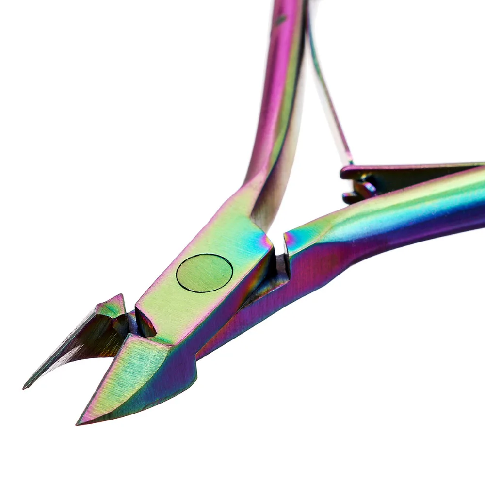 Monja Nail Art Colorful Stainless Steel Cuticle Pusher Scissors Dead Skin Remove Cleaning Nipper Manicure Tools