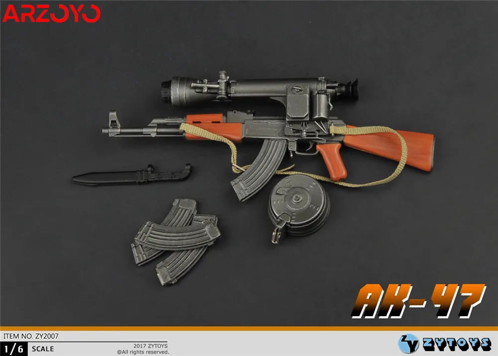 ZYTOYS ZY2008 1/6 AK47 AKS47 Rifle Gun Model Plastic Scene