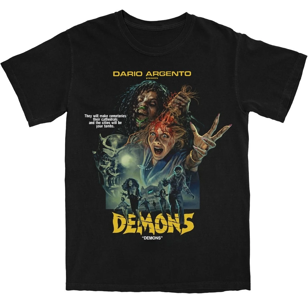 Camiseta gráfica de la película de terror Demons 1985 Dario Argento Lamberto Bava, camiseta de algodón clásica de culto de los años 80