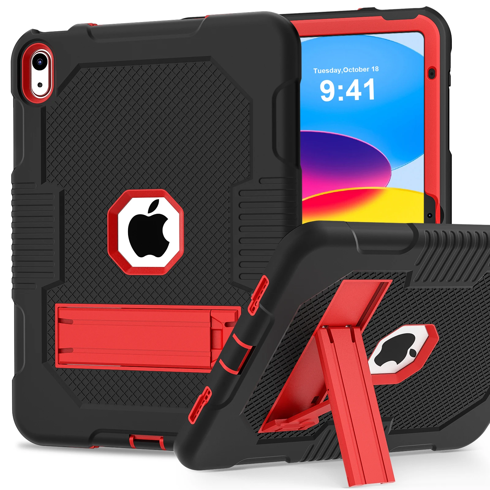 

Case For iPad Air 5 4 10.9 2022 Pro 11 10.2 7th 8th 9th iPad 9.7 2017 2018 Mini 4 5 6 Armor Stand Cover 3-Layer Shockproof Fun