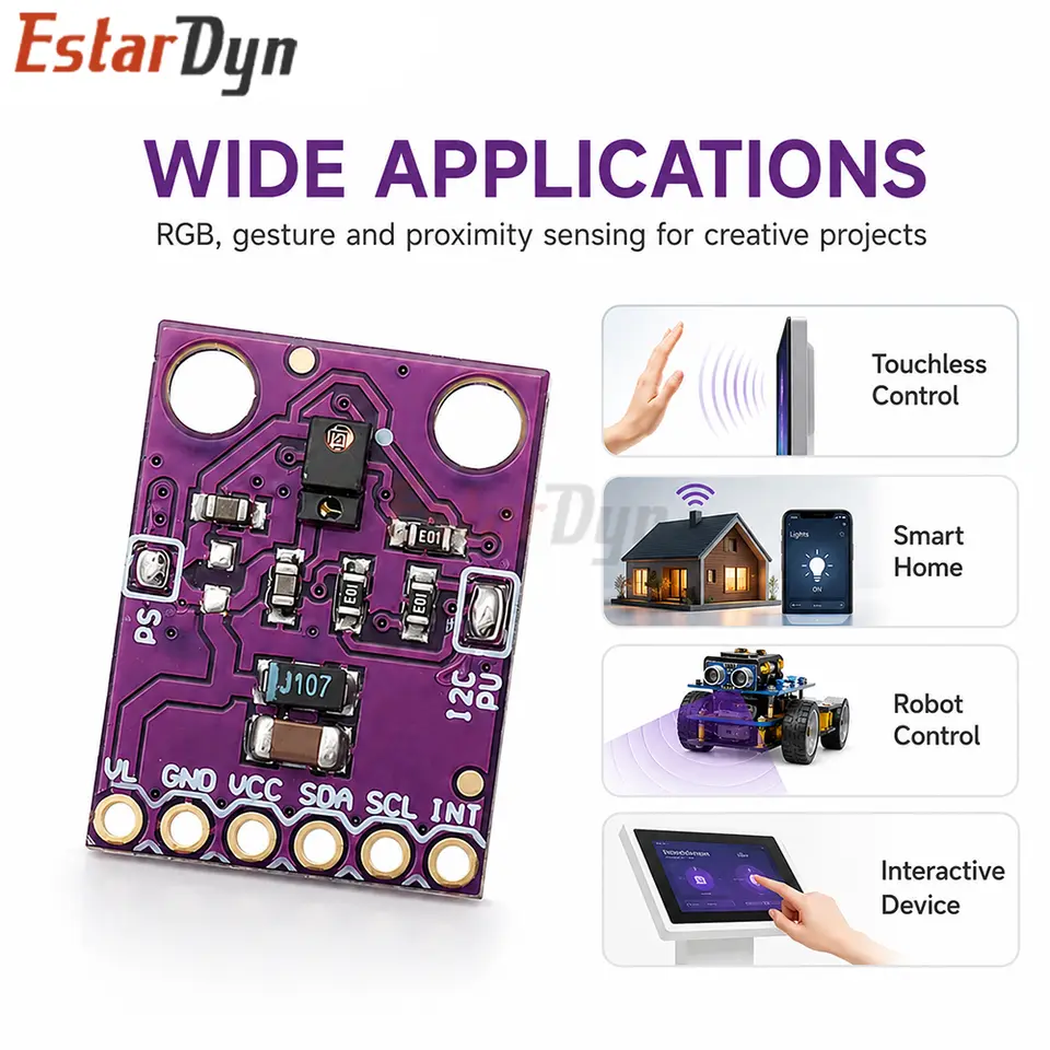 Estardyn APDS-9960 GY-9960 3.3V I2C Gesture Recognition RGB Proximity Sensor Module for Non-Contact Control & Color Sense image 6