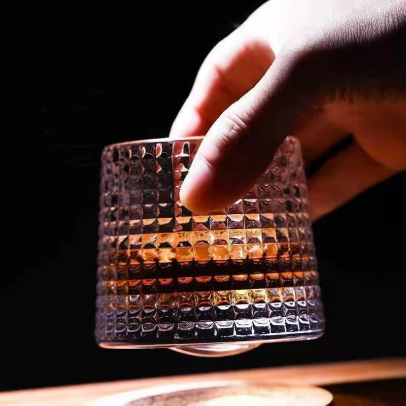 Whiskey Glass 160ml Thicken Creative Whiskey Glass Rotating Tumbler Spinning Liquor Cognac Brandy Snifter