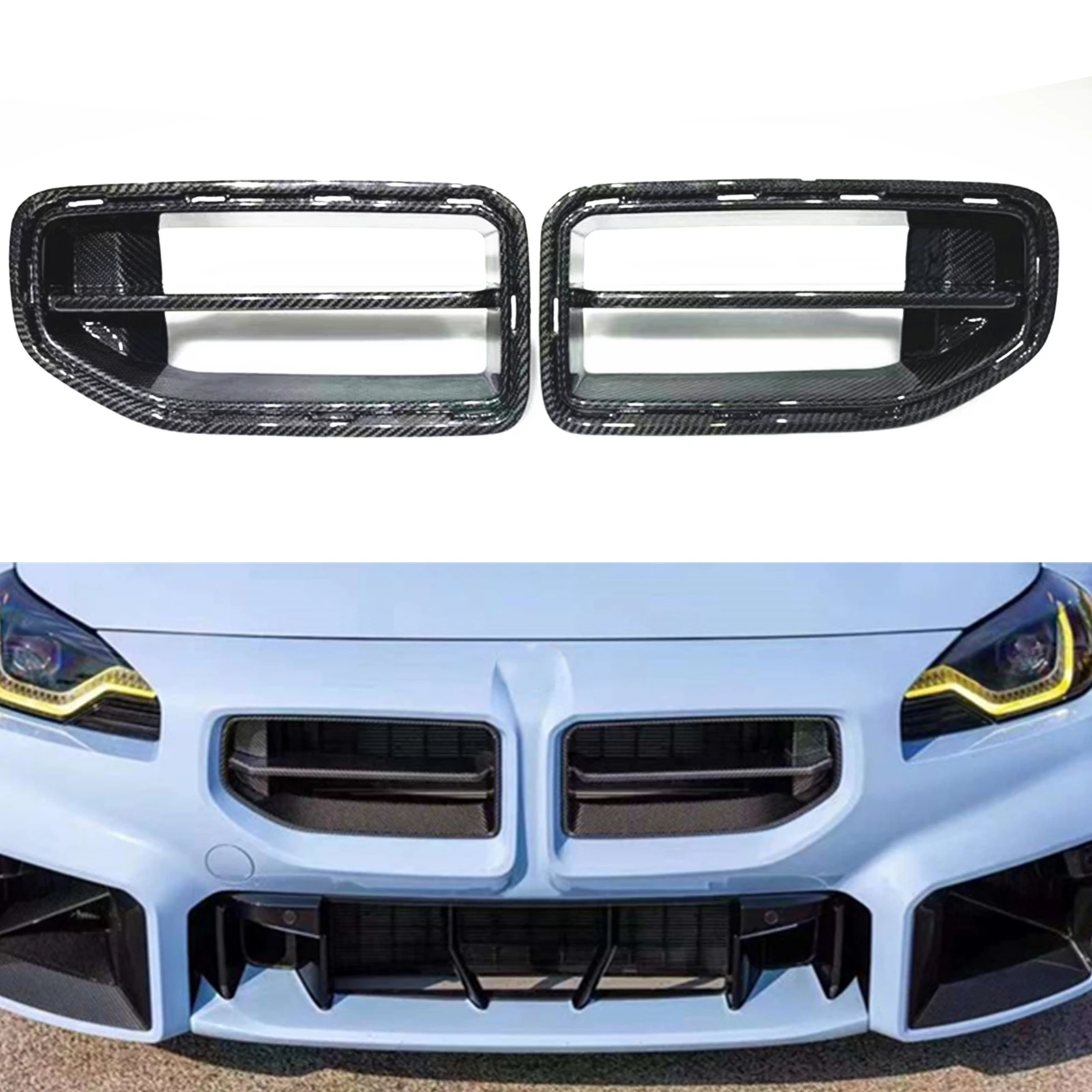 

Front Kidney Grille Grill Car Upper Bumper Hood Cover Frame For BMW G87 M2 2022-2023 Coupe 2 Door