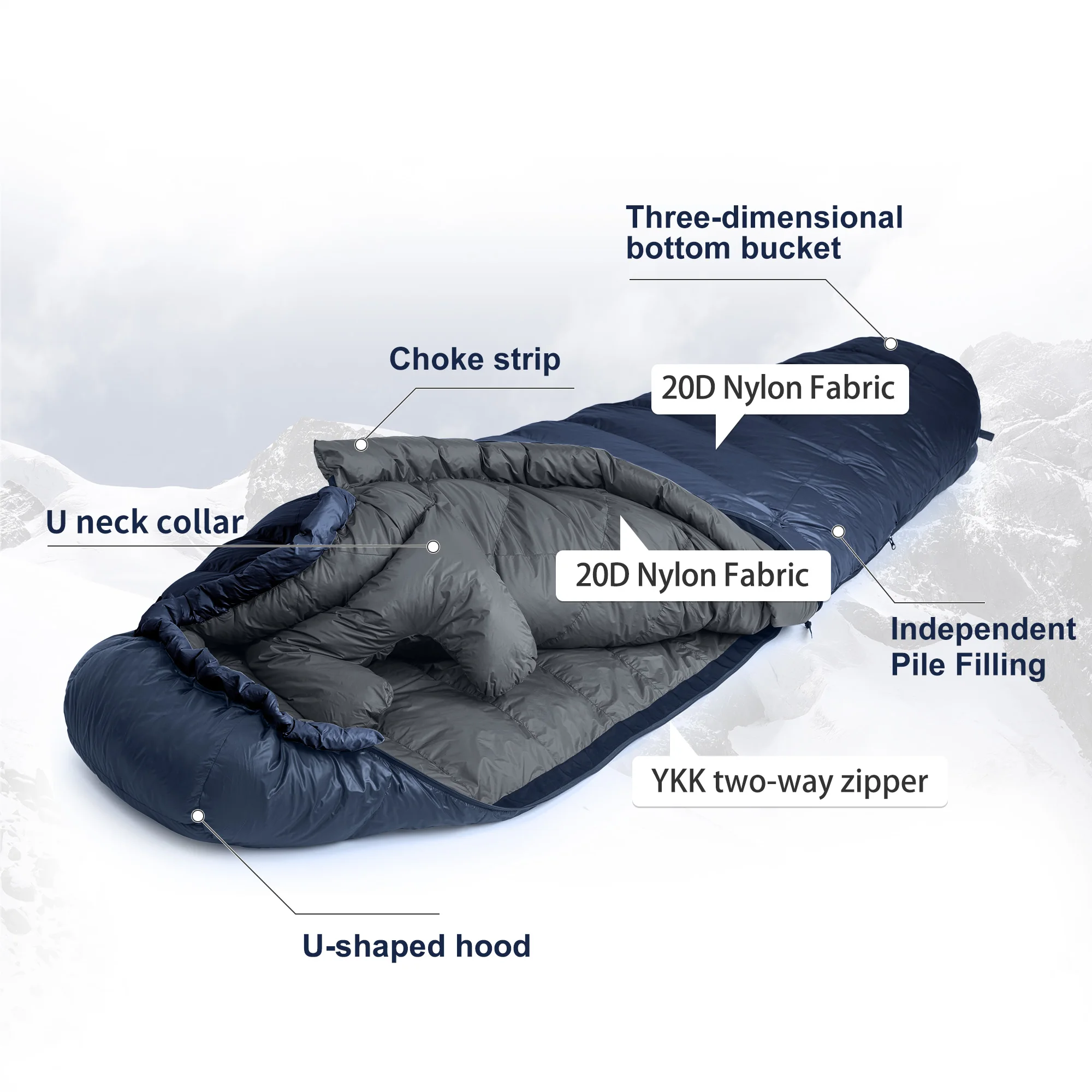 Naturehike Snowbird 7 Sleeping Bag Mummy Duck Down Ultralight Camping Winter Warm Sleeping Bag 3