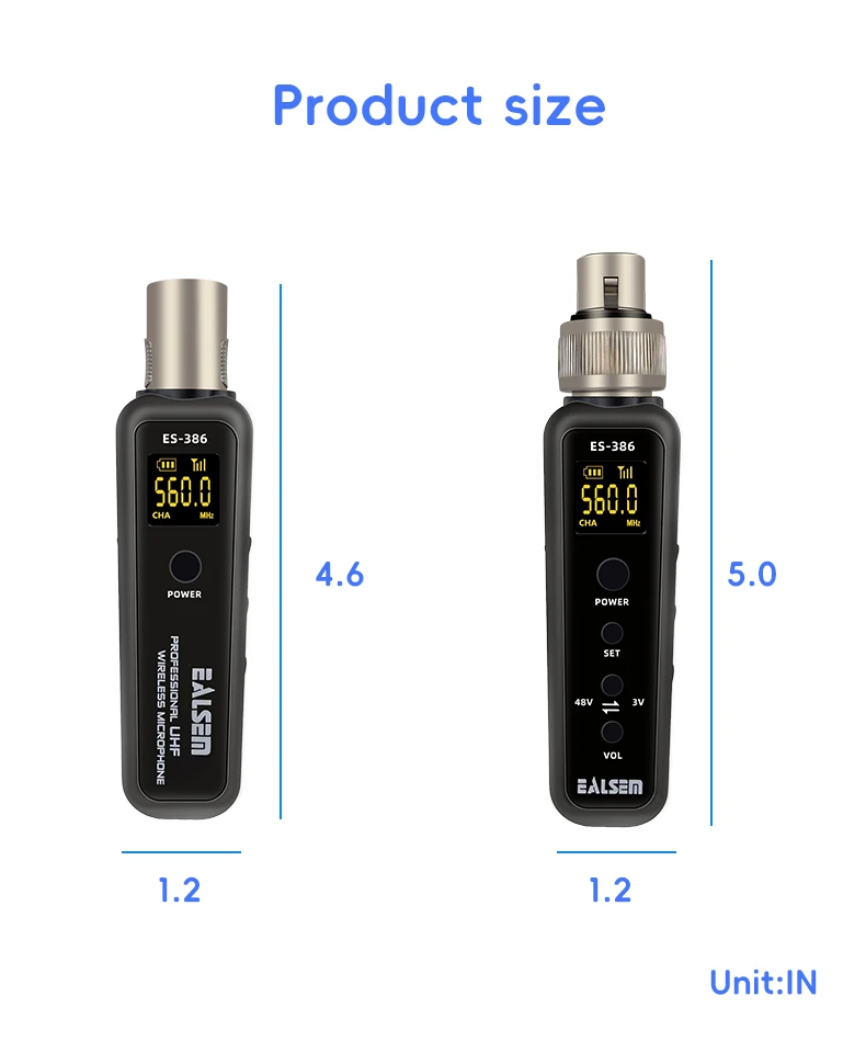 EALSEM 386 UHF Wireless Microphone Converter XLR Transmitter and Receiver Microphone Wireless System for Dynamic Microphone