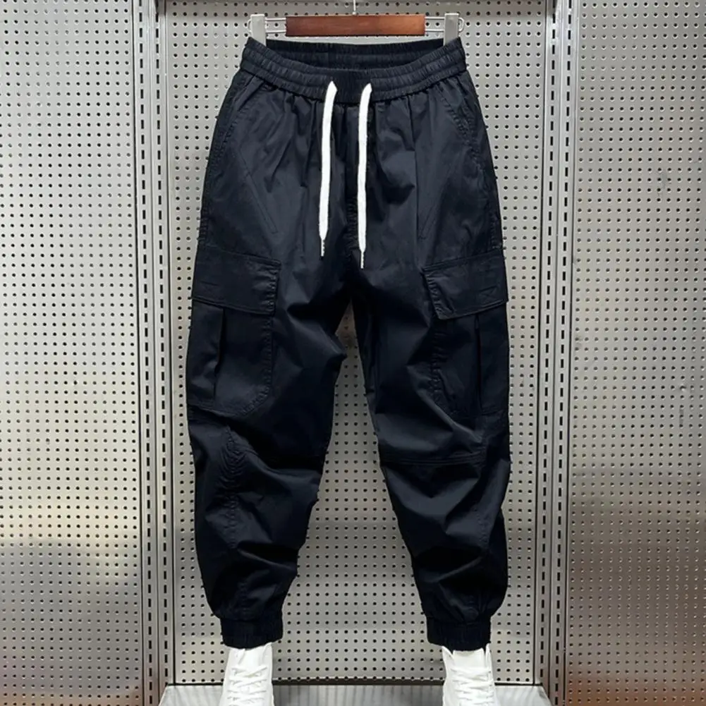 

Леггинсы мужские с карманами для мобильного телефона, удобные брюки-султанки с эластичным поясом, уличные штаны с большой вместимостью