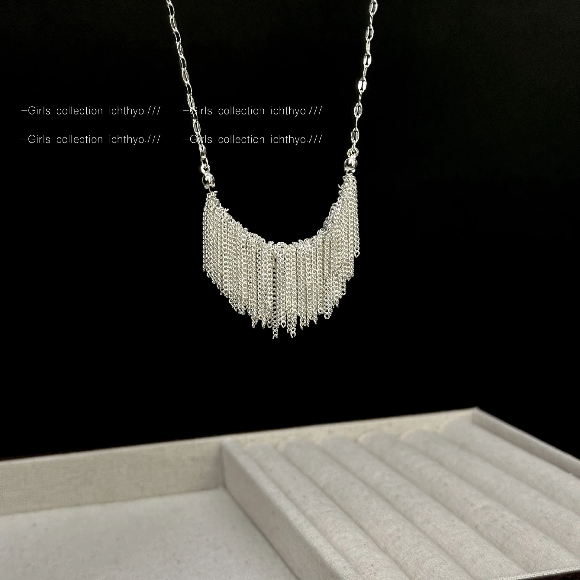 

YOUNGX Korean Light Luxury Shiny Tassel Chain Necklace For Women Elegant Trend Pendant Choker Jewelry Wedding Gift