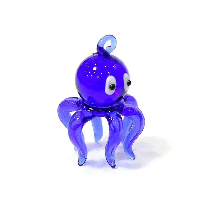 Cute Murano Glass Octopus Mini Figurine Pendant Aquarium Decor Hanging Sea Animal Ornament Female DIY Jewelry Making Accessories crystal hanging decoration,crystal ornament,wall hanging pendant,crystal wall hanging,glass pendant ornament,charm decoration