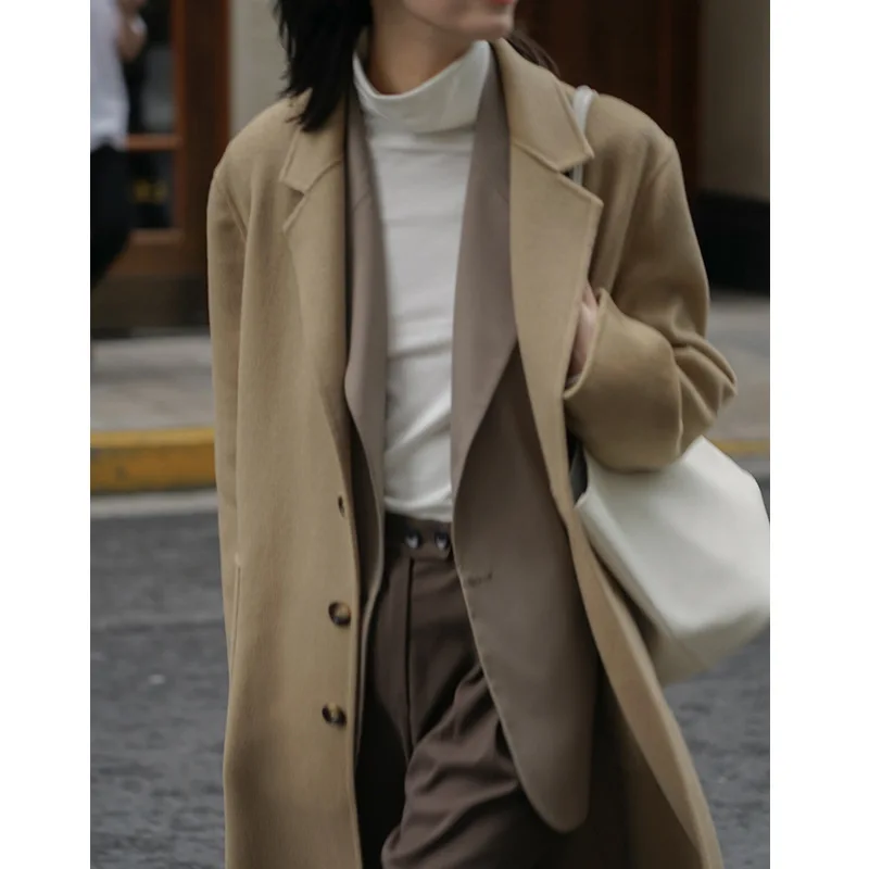 Khaki England Style Blazers Single Button Solid Colors Suit Women 2021 Spring Autumn New Fashion Chic Vintage Blazer Office Lady