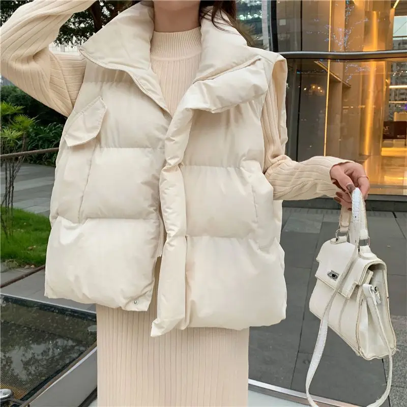 Y2KDown Cotton 2024 New Women'S Loose Outerwear Sleeveless Tank Top, Horse Jacket, Bread , Autumn And Winter Coat