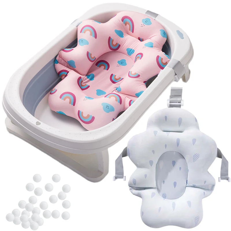Baby Shower Bath Tub Pad Non-Slip Bathtub Mat Newborn Safe Security Bath Support Cushion Suspension Soft Pillow Care Accessories