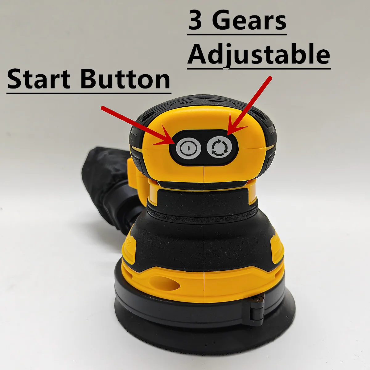 Brushless Cordless Disc Random Orbital Sander 125mm 3 Gears Woodworking Sanding Putty Polishing Tool for DeWALT 20V Battery