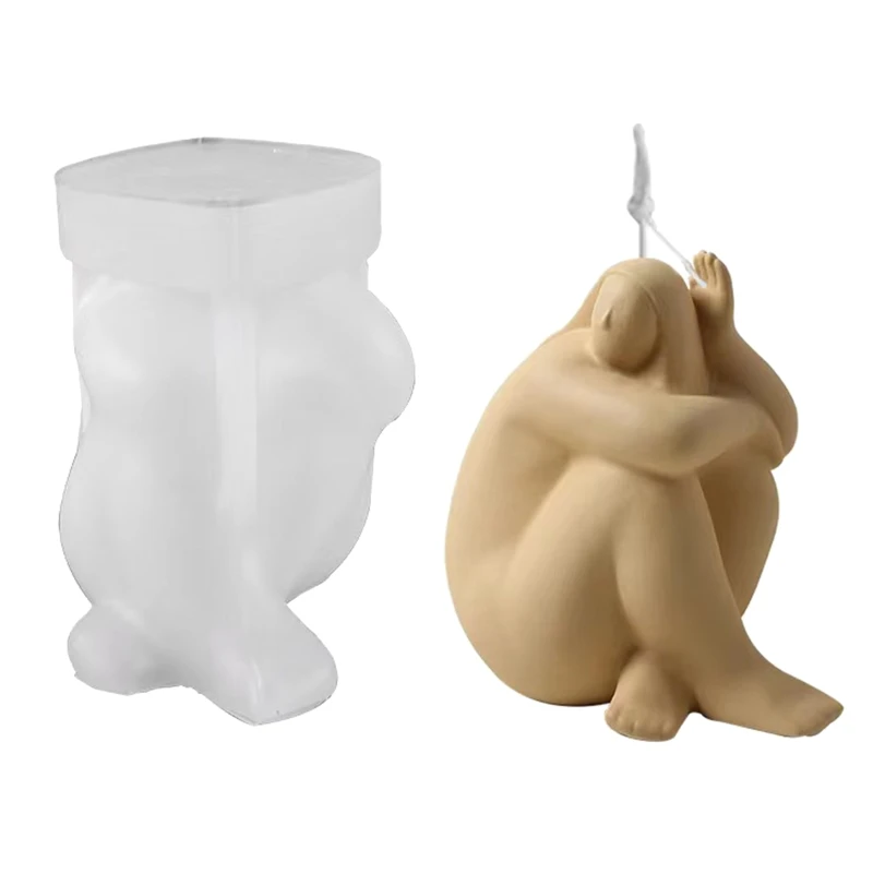 Y4QE 3D Fat Human Body Ornament Mold Diy Female Male Hold Up Hand Scented Silicone Mold Simulation Portrait Mold