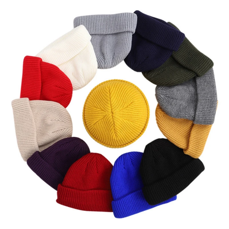 Unisex Warm Knitted Brimless Hat Men Women Beanies Winter Autumn Hip Hop Skullcap Street Beanie Ski Fisherman Solid Color Cap knitted hat