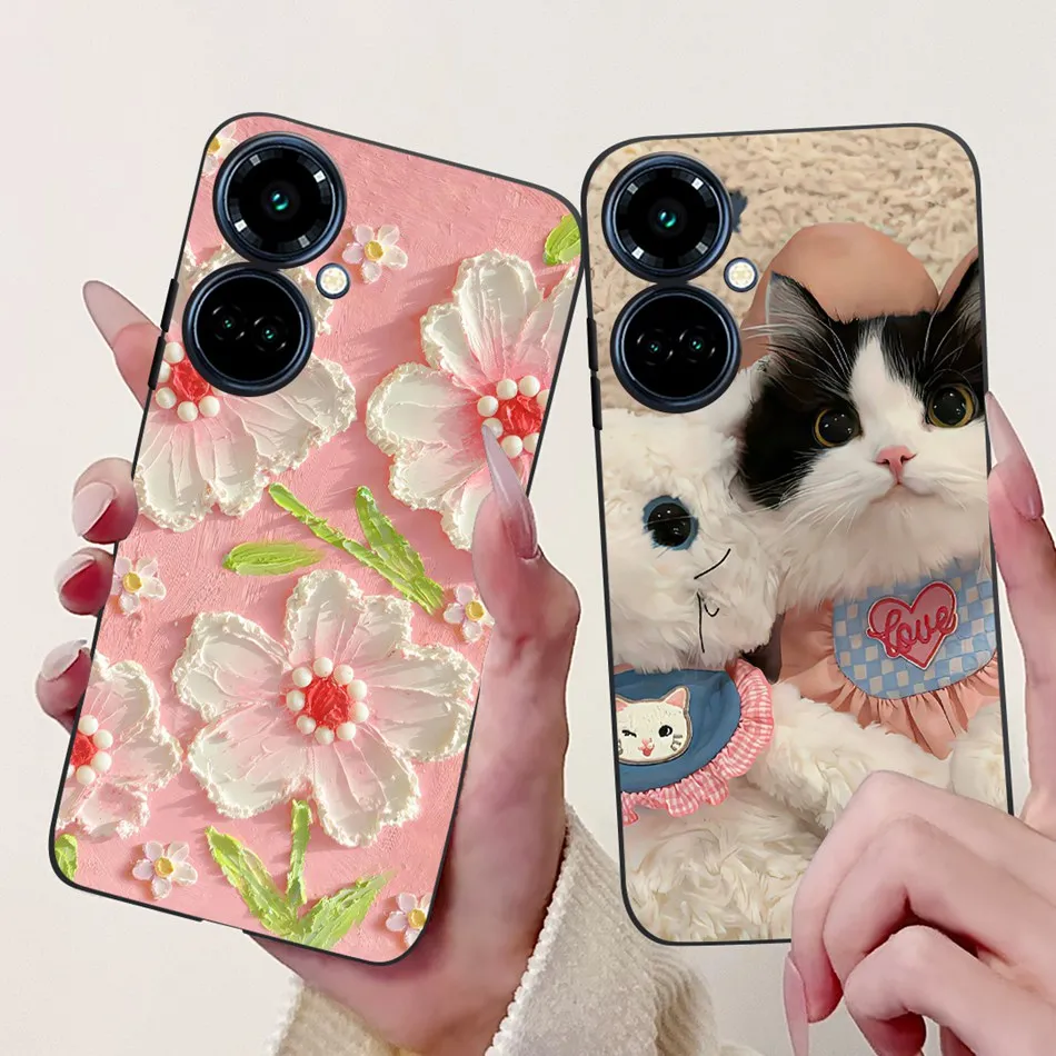 Elegant Butterfly Cat Black Silicone Soft Phone Case