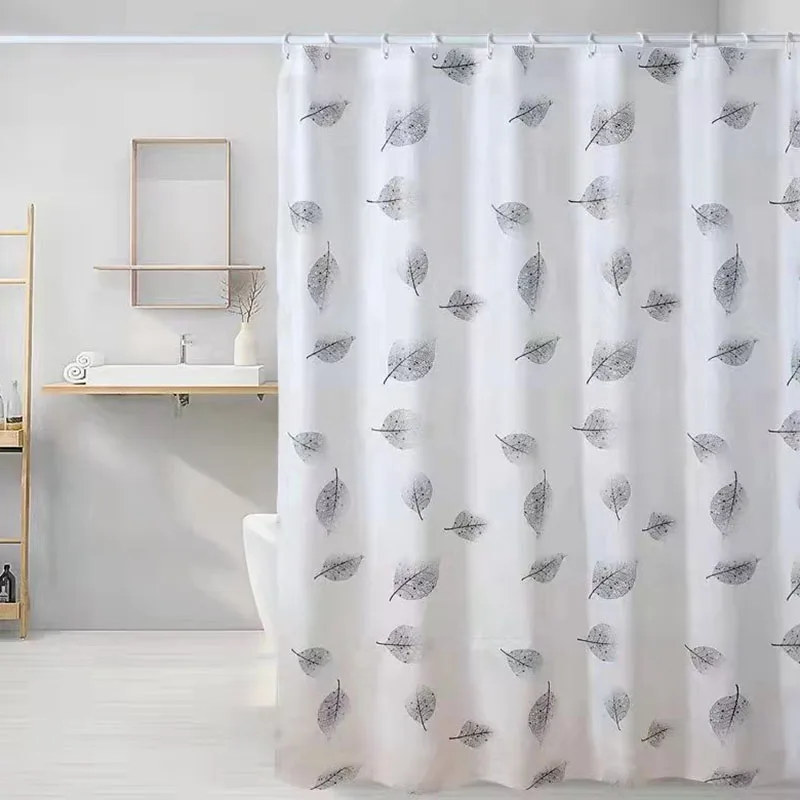 Shower Curtains Bathroom Shower Curtains PEVA Waterproof Thickening With Hooks Rustproof Metal Grommets Leaf Pattern
