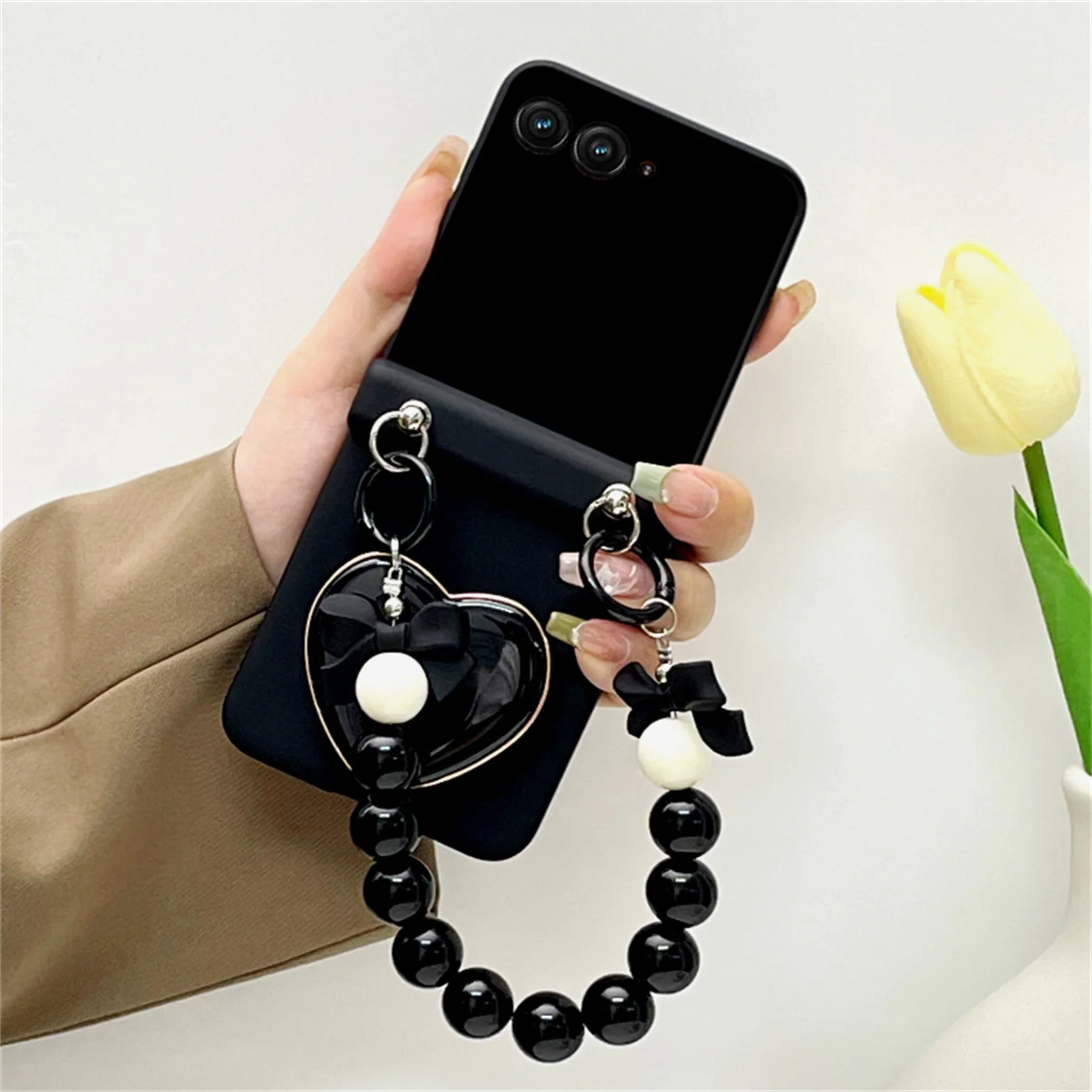 Luxury Gold Heart Phone Case with Bow Bracelet Holder