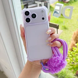 Transparent Fusion Armor Case with Wrist Strap - Shockproof Lanyard Cover - Motorola Edge 70 Fusion+ (Purple)