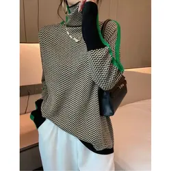 Fashion Female Autumn And Winter Sweater Women's Turtleneck Design Loose Pullover European Style Elegant Casual Sweater