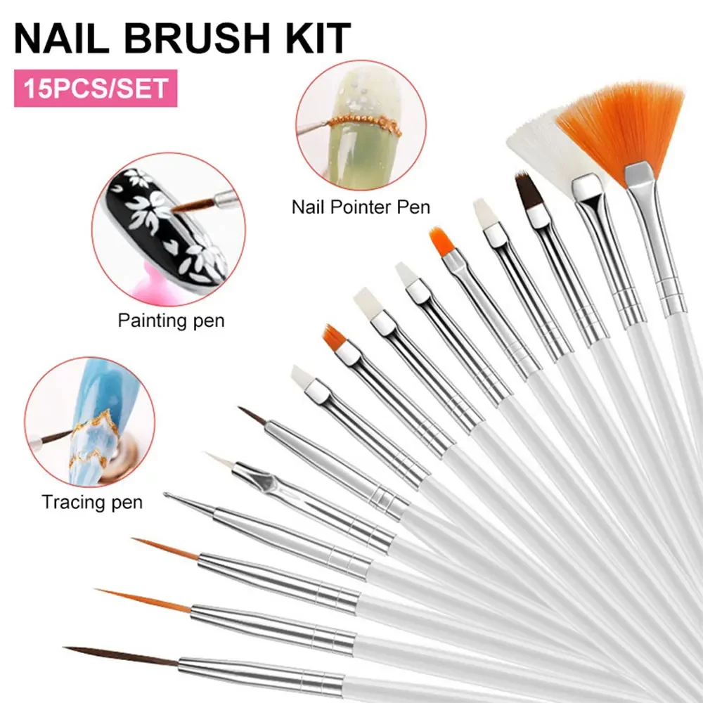 Tavolozza per nail art e pennello Design Punta Pittura Disegno Display Intaglio Penna punteggiata Gel acrilico Smalto UV Set manicure fai da te Strumenti - immagine 5