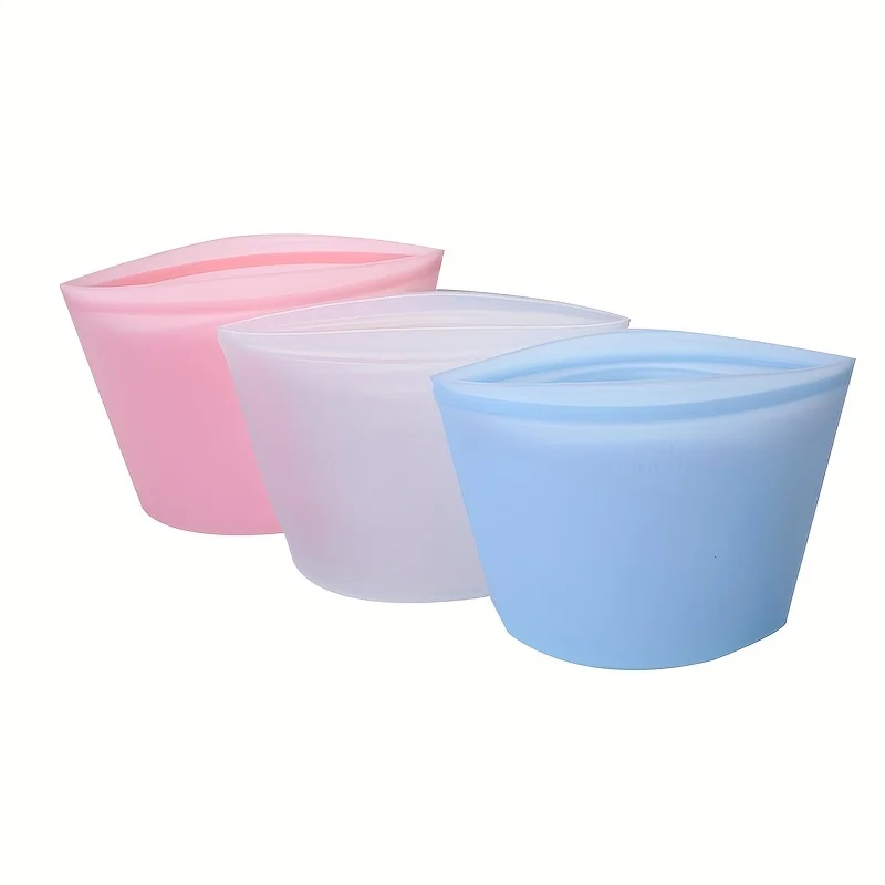 Silicone Food Storage Bag Reusable Stand Up Zip Bag Leakproof Containers Fresh Food Storage Fresh Wrap Ziplock 3PCS food storage bags